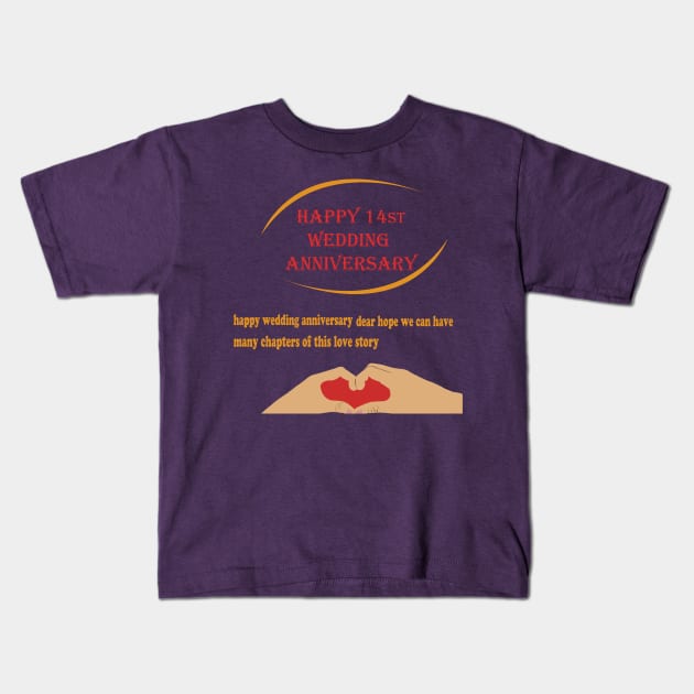 happy 14st wedding anniversary Kids T-Shirt by best seller shop